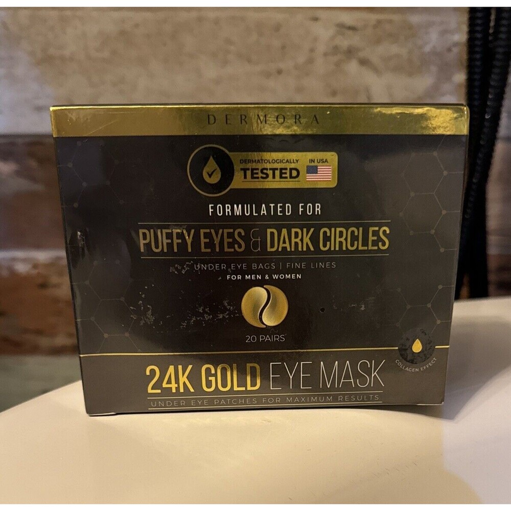 24K Gold Eye Mask Under Eye Patches (20 Pairs) for‎ Puffy Eyes &  Dark Circles
